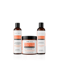 Body Hyperpigmentation Routine products by MELASYNC: Resurfacing body wash, Even Tone cleansing paste, and Corrective serum.