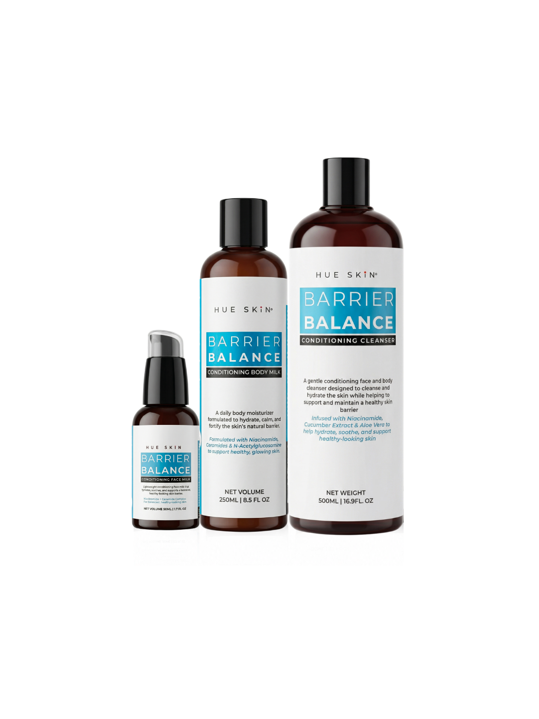 Beginner Sensitive Skin Routine | Barrier Balance Skin Start - Hue Skin products for gentle cleansing and moisturizing.