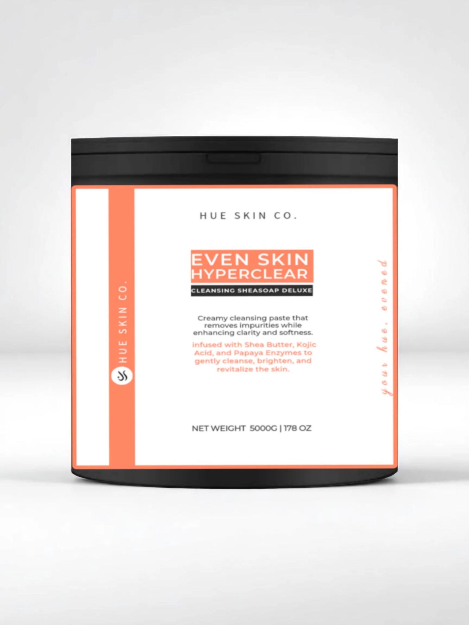 Hue Skin Co. Even Skin Hyperclear cleansing shea soap deluxe packaging on a white background